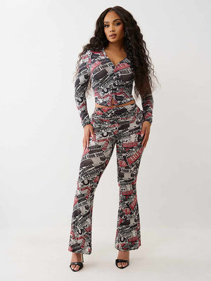 True Religion Branded Ls Top Aop Newspaper Print