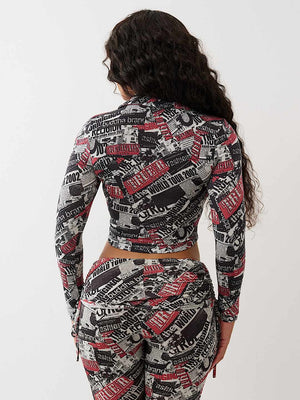 True Religion Branded Ls Top Aop Newspaper Print