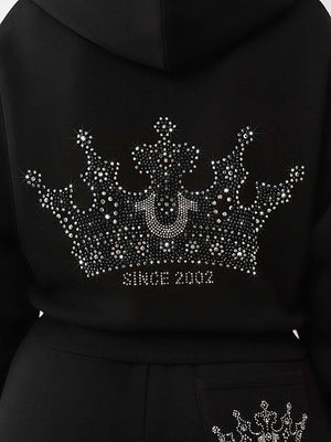 True Religion Crystal Cropped Relaxed Hoodie Jet Black