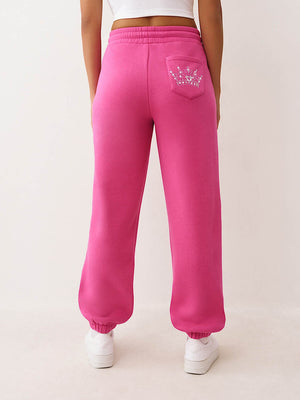 True Religion Crystal Boyfriend Jogger Very Berry