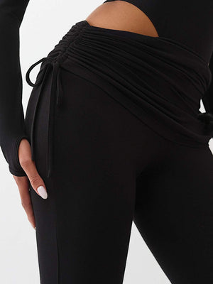True Religion Asymmetricl Ruch Foldover Pant Jet Black