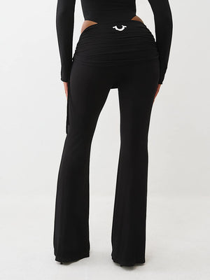 True Religion Asymmetricl Ruch Foldover Pant Jet Black