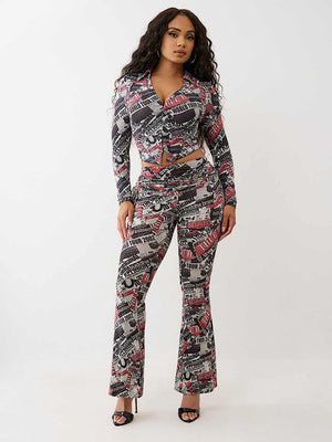 True Religion Branded Asyml Ruch Foldover Pn Aop Newspaper Print
