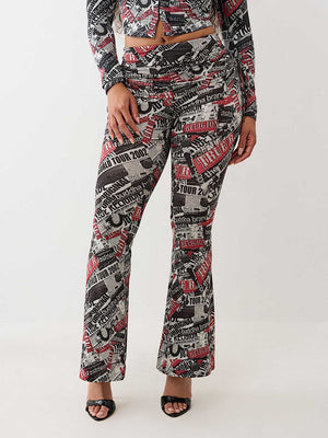 True Religion Branded Asyml Ruch Foldover Pn Aop Newspaper Print