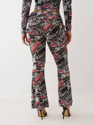 True Religion Branded Asyml Ruch Foldover Pn Aop Newspaper Print