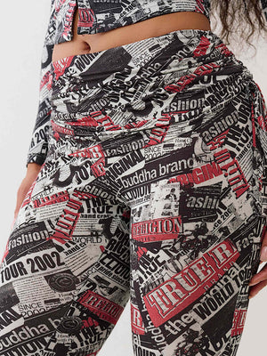True Religion Branded Asyml Ruch Foldover Pn Aop Newspaper Print