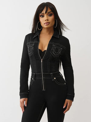 True Religion Jumpsuit Knitigo Bootcut Black Rinse
