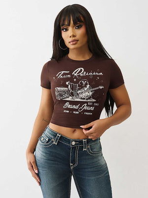 True Religion T-Shirt Crystal Buddha Ss Baby Chicory Coffee