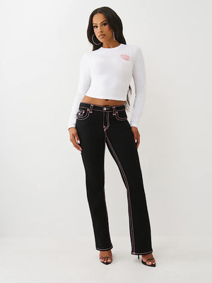 True Religion T-Shirt Glitter Puff Heritage Baby Optic White