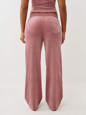 True Religion Sweatpants Crystal Hs Velour Straight Leg Nostalgia Rose