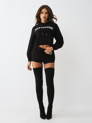 True Religion Sweater Hoodie Emb Pullover Jet Black