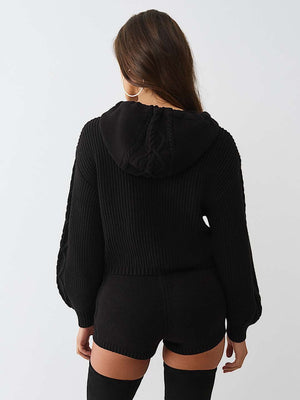 True Religion Sweater Hoodie Emb Pullover Jet Black