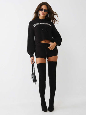 True Religion Shorts Embroidered Jet Black