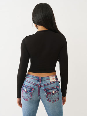 True Religion Crystal Cupid Ls Baby Tee Black