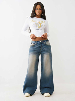 True Religion Crystal Cupid Ls Baby Tee Optic White