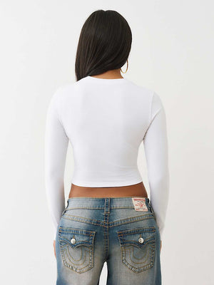 True Religion Crystal Cupid Ls Baby Tee Optic White