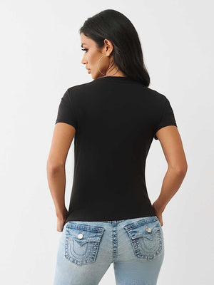 True Religion T-Shirt Crystal Buddha Ss Jet Black