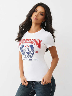 True Religion T-Shirt Crystal Buddha Ss Optic White