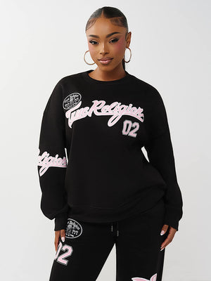 True Religion Sweater Boyfriend Pullover Jet Black