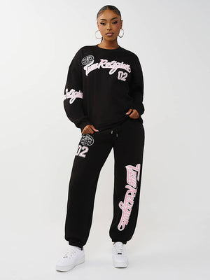True Religion Sweater Boyfriend Pullover Jet Black