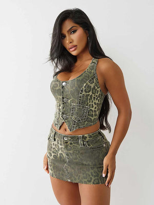 True Religion Top Halter Big T Camo Leopard