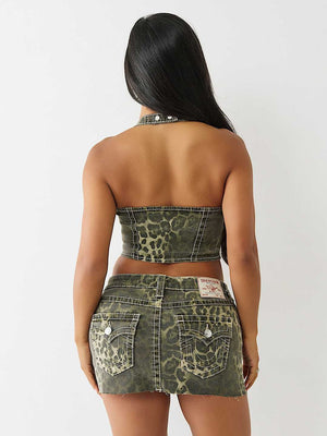 True Religion Top Halter Big T Camo Leopard