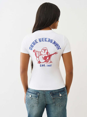 True Religion T-Shirt Crystal Crew Neck Optic White
