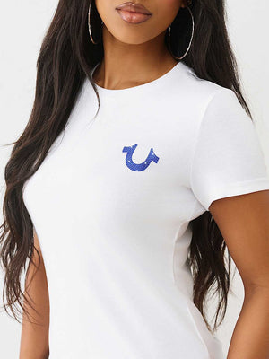 True Religion T-Shirt Crystal Crew Neck Optic White