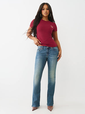 True Religion T-Shirt Crystal Crew Neck Rhubarb Red