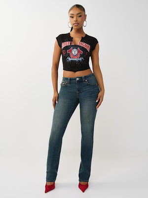 True Religion T-Shirt Distressed Buddha V Notch Ss Jet Black