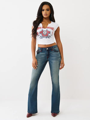 True Religion T-Shirt Distressed Buddha V Notch Ss Optic White