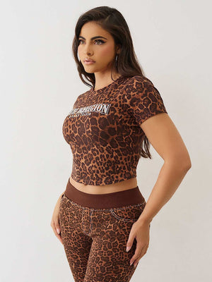 True Religion T-Shirts Crystals Ss Baby Leopard