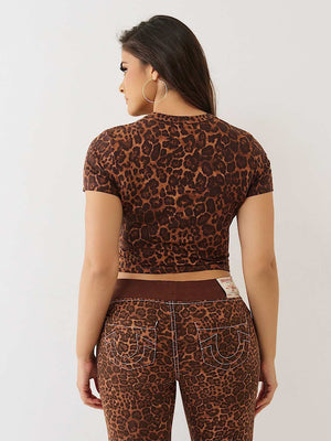 True Religion T-Shirts Crystals Ss Baby Leopard