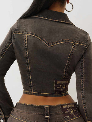True Religion Denim Jacket Brown Denim Ls Super T Cocoa Crumble