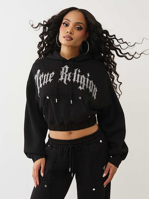 True Religion Studded Gf Pullover Hoodie Jet Black