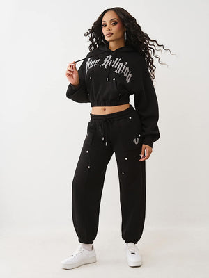 True Religion Studded Gf Pullover Hoodie Jet Black