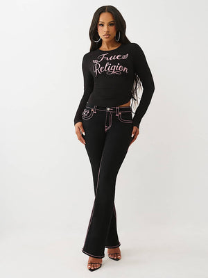 True Religion Crystal Side Rouch Baby Ls Tee Jet Black