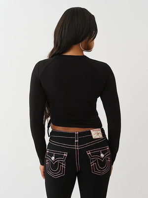 True Religion Crystal Side Rouch Baby Ls Tee Jet Black