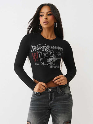 True Religion T-Shirt Printed Buddha Ls Baby Jet Black