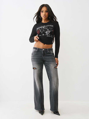 True Religion T-Shirt Printed Buddha Ls Baby Jet Black