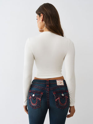 True Religion T-Shirt Printed Buddha Ls Baby Winter White