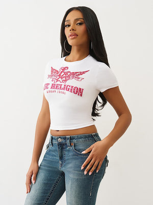 True Religion Wing Crystal Baby Tee Optic White