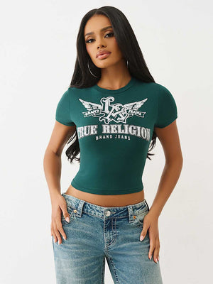 True Religion Wing Crystal Baby Tee Botanical Garden