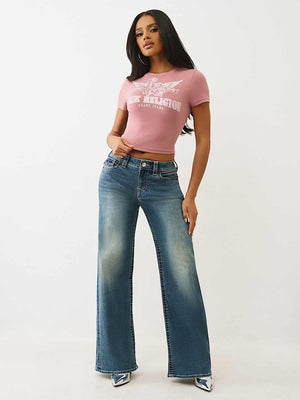 True Religion Wing Crystal Baby Tee Nostalgia Rose