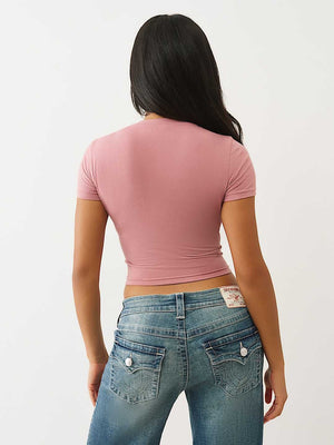 True Religion Wing Crystal Baby Tee Nostalgia Rose
