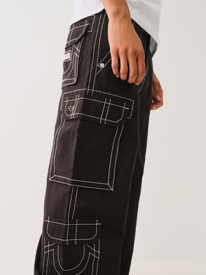 True Religion Big T Cargo Pants Baggy Black