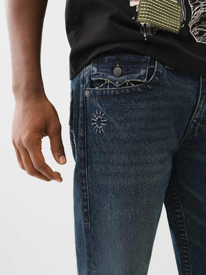 True Religion Rick Flap Jeans Sashiko Draco Dark Wash