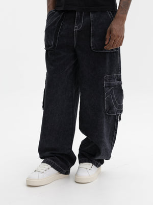 True Religion Cargo Pants Big T Fashion Black
