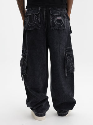 True Religion Cargo Pants Big T Fashion Black