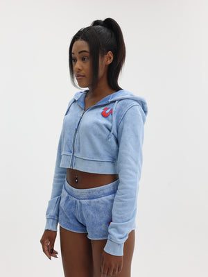 True Religion Wash Shrunken Zip Hoodie Big T Pacific Coast